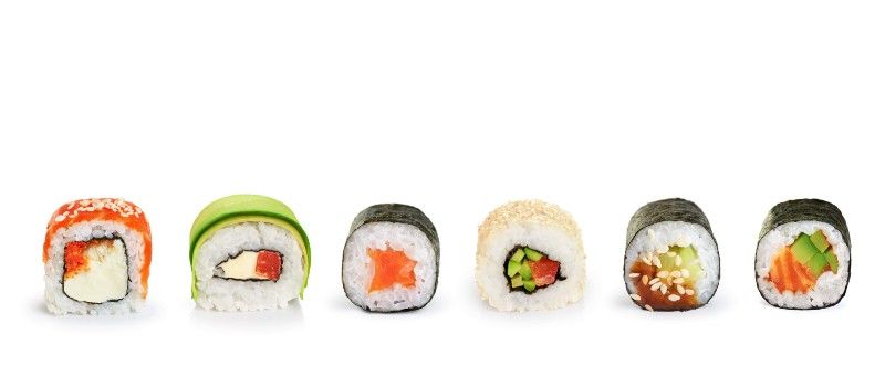 A series of sushi rolls